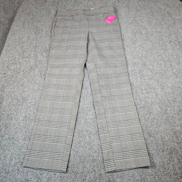 Kim Rogers Pants - Kim Rogers Millennium Tummy Control Straight Leg Plaid Pants Black White Size 10